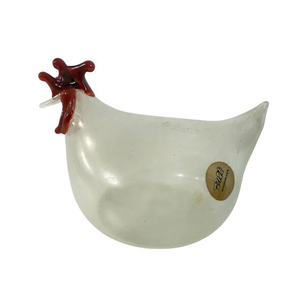 Rene Burri Blown Glass Rooster Figurine 3.5” Vintage Switzerland Mundgeblasen - Picture 2 of 6